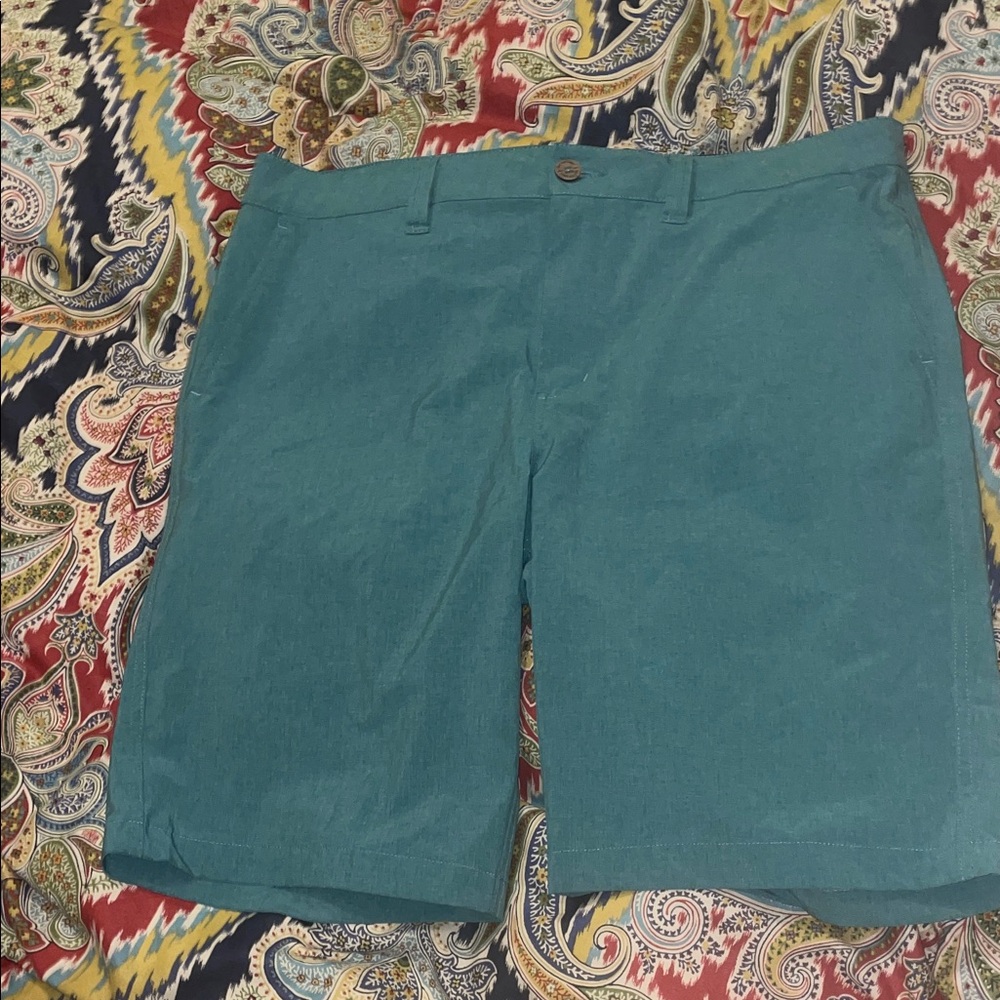 Men's Teal Flat Front Shorts